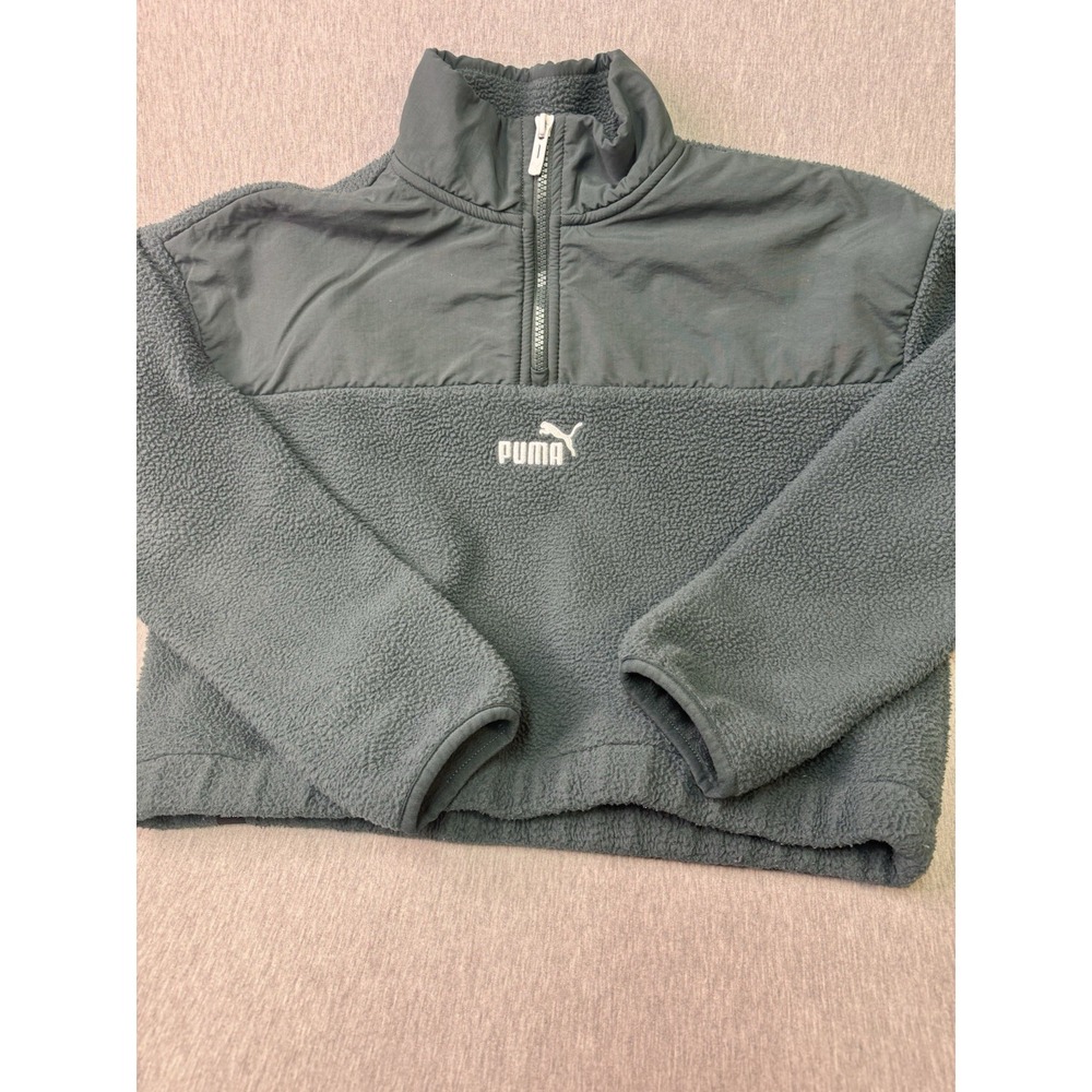 Puma Women's XS Fleece Quarter Zip Pullover Black Long Sleeve Athletic Jacke - Picture 5 of 8